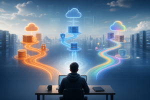 Capa do post: AWS, Azure ou GCP: qual certificação faz mais sentido para quem está começando
