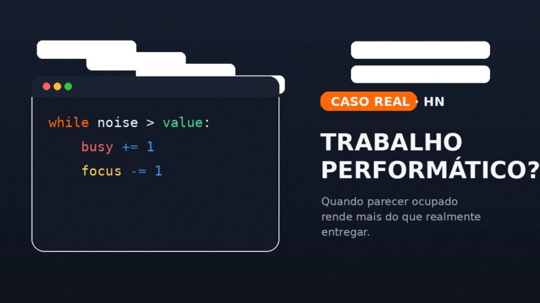 Capa editorial sobre trabalho performático em times de engenharia de software