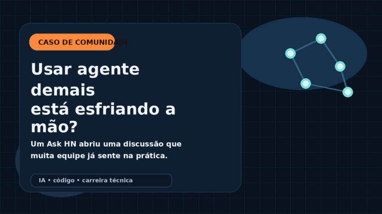 Capa editorial do Vivendo de TI sobre um caso real de discussão no Hacker News a respeito de skill atrophy com coding agents.