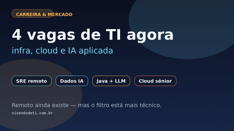 Capa editorial sobre vagas de TI em infra, cloud e IA aplicada