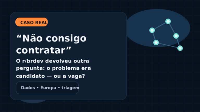 Capa editorial do Vivendo de TI sobre um caso real de contratação difícil em dados e a discussão sobre régua de vagas