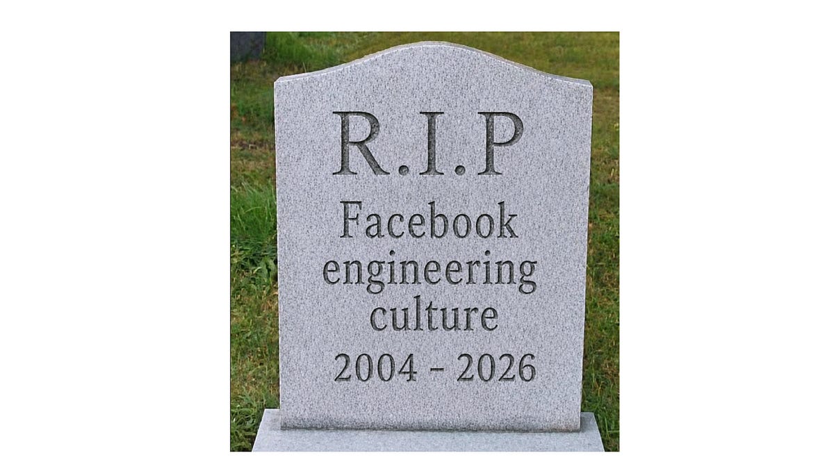 Imagem original do artigo do Pragmatic Engineer com lápide para a cultura de engenharia do Facebook