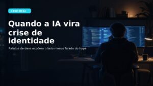Card editorial sobre dois relatos de desenvolvedores que descrevem perda de identidade profissional com o avanço da IA no trabalho de software