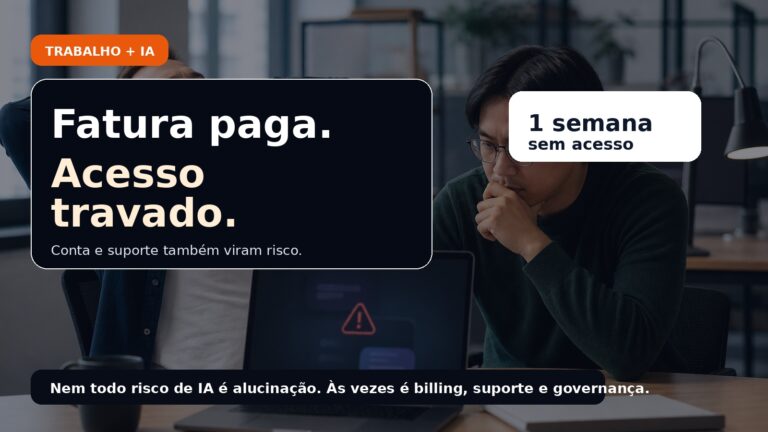 Card editorial do Vivendo de TI sobre o caso de um time que ficou sem acesso ao Claude mesmo com a fatura paga.