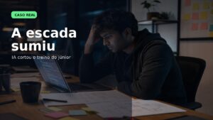 Card editorial sobre a redução das vagas de entrada para desenvolvedores na era da inteligência artificial