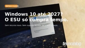 Card editorial sobre a extensão do ESU do Windows 10 até 2027 e o impacto disso para equipes que ainda sustentam parque legado