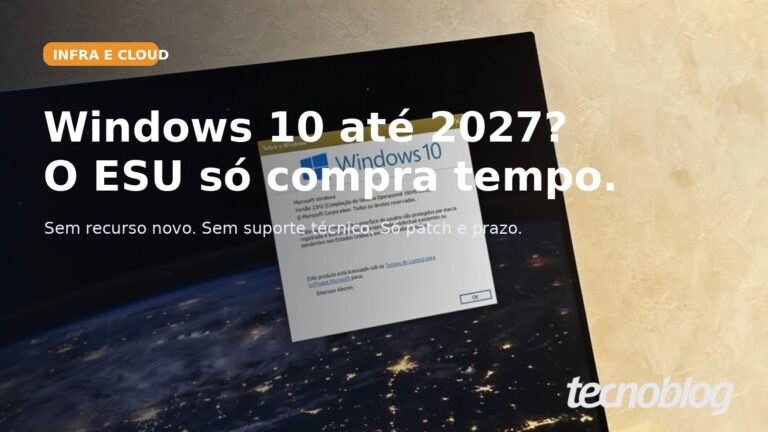Card editorial sobre a extensão do ESU do Windows 10 até 2027 e o impacto disso para equipes que ainda sustentam parque legado