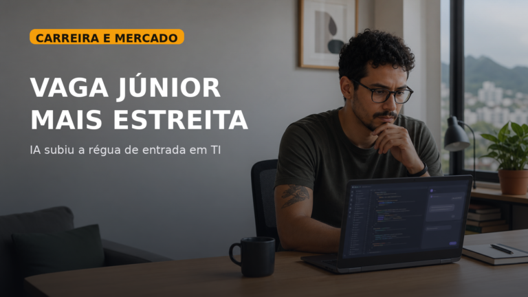 Capa editorial sobre como a IA estreitou a vaga júnior em TI