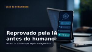 Capa editorial do Vivendo de TI sobre triagem por inteligência artificial e reprovação antes do contato humano