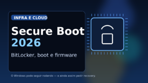 Capa editorial sobre o vencimento dos certificados de Secure Boot em 2026 e o risco operacional de BitLocker e firmware