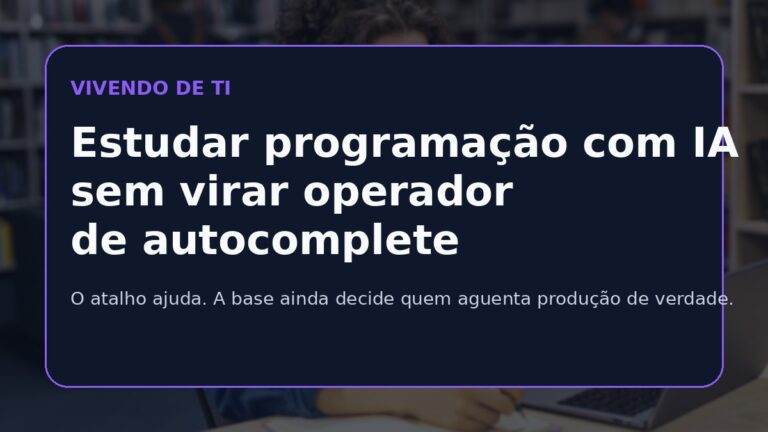 Capa do Vivendo de TI sobre estudar programação com IA sem virar operador de autocomplete.
