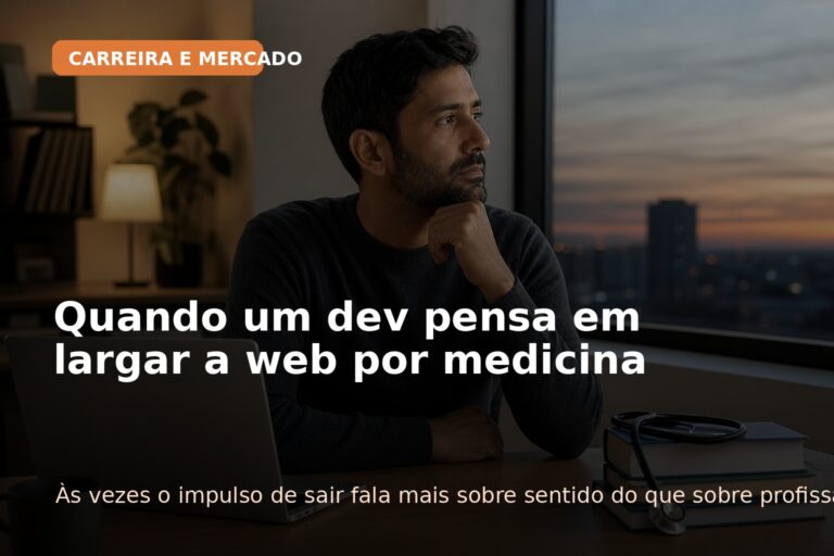 Capa do Vivendo de TI sobre um desenvolvedor refletindo sobre sair da web e mudar radicalmente de carreira.