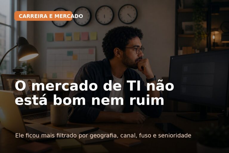 Capa do Vivendo de TI sobre um profissional de tecnologia diante de um mercado de trabalho desigual e fragmentado.