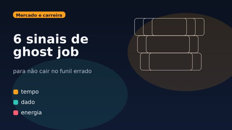 Capa editorial sobre ghost jobs em TI com a chamada seis sinais de ghost job para não cair no funil errado.