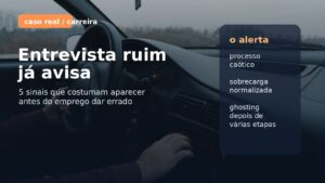 Capa editorial do Vivendo de TI sobre sinais de entrevista ruim em TI antes do emprego dar errado.