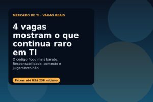 Capa do Vivendo de TI com o texto 4 vagas mostram o que continua raro em TI quando a IA já entrega código