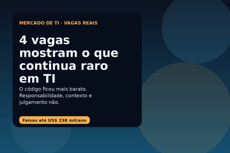 Capa do Vivendo de TI com o texto 4 vagas mostram o que continua raro em TI quando a IA já entrega código