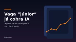 Card editorial sobre a régua mais alta para vagas júnior em TI com destaque para IA