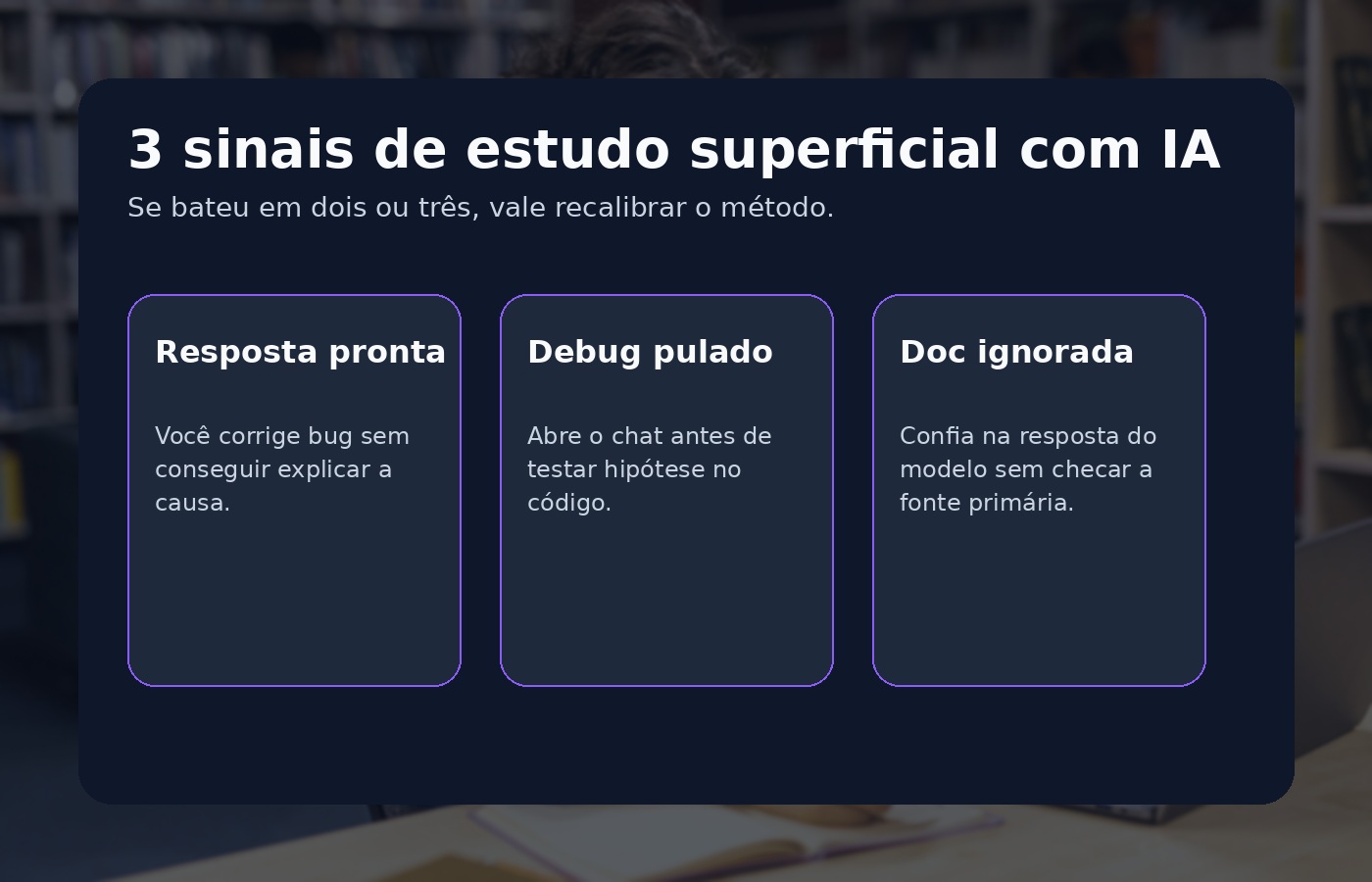 Sinais de que a IA está ocupando o lugar do aprendizado ativo no estudo de programação.