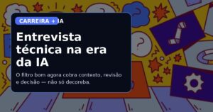 Capa do Vivendo de TI sobre entrevista técnica na era da IA, com foco em contexto e não em decoreba.