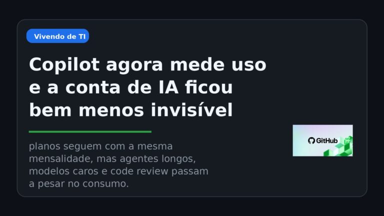 Capa editorial sobre a mudança do GitHub Copilot para cobrança por uso com AI Credits