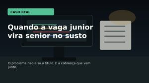 Capa editorial do Vivendo de TI sobre uma vaga junior que virou senior no susto.