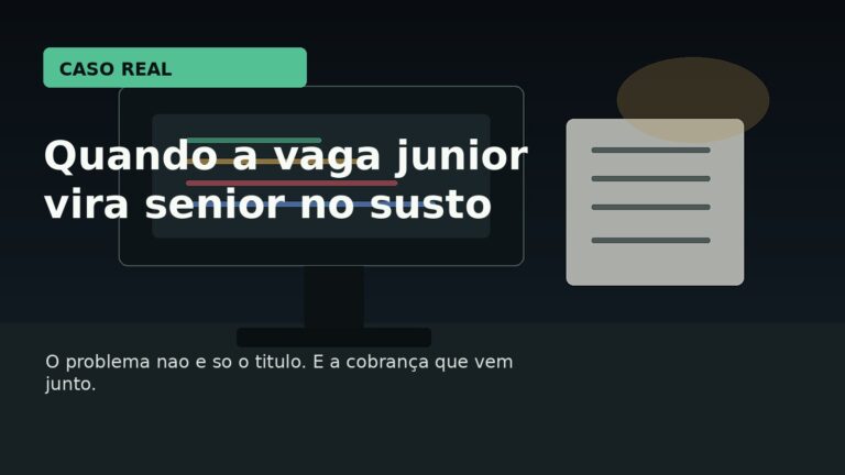 Capa editorial do Vivendo de TI sobre uma vaga junior que virou senior no susto.