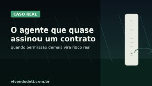 Contrato em PDF aberto em uma estação de trabalho, representando risco de agente de IA com permissões amplas.