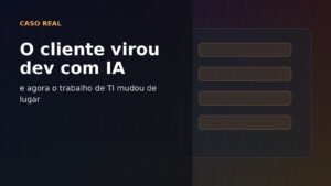 Capa editorial sobre cliente usando IA para app, marketing e reviews