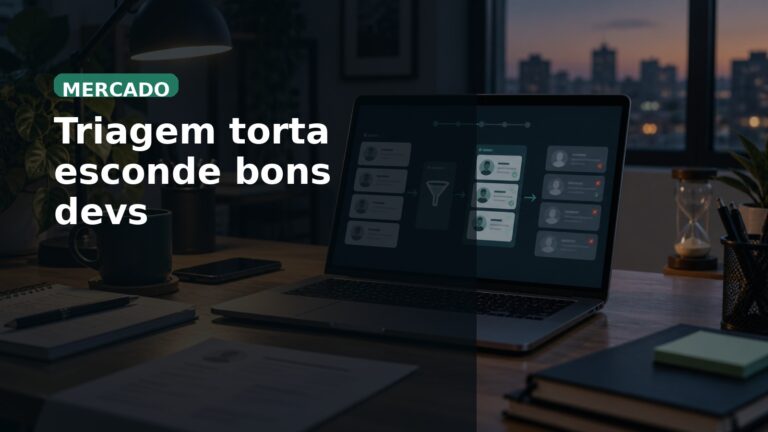 Capa editorial contextual sobre triagem de candidatos em vagas de tecnologia por ATS