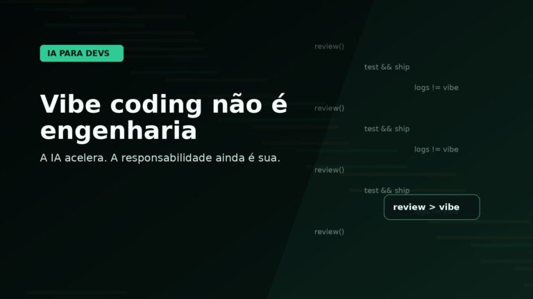 Capa editorial sobre vibe coding e revisão de código gerado por IA