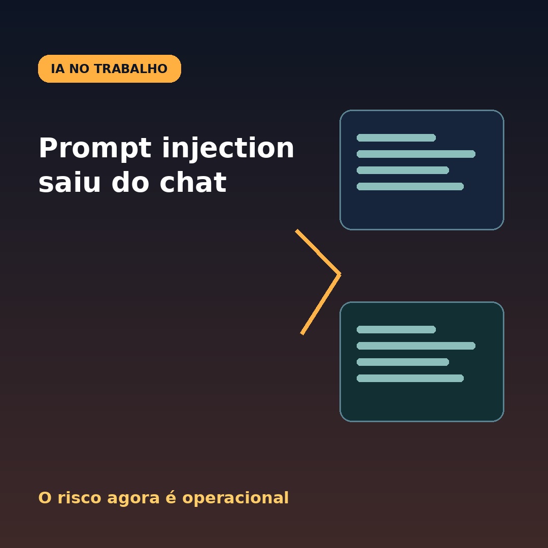 Card social sobre prompt injection em agentes de IA
