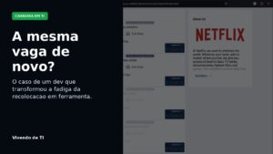 Capa editorial sobre fadiga de vagas repetidas na busca por emprego em TI.